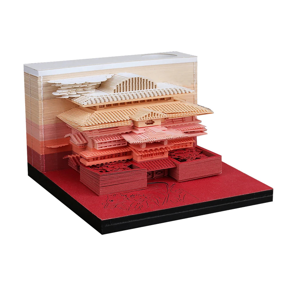 Anime Building Block Paper Craft 3D Memo Pad Cube Collection Building Block Shaped Notepad With Acrylic Pen Holder