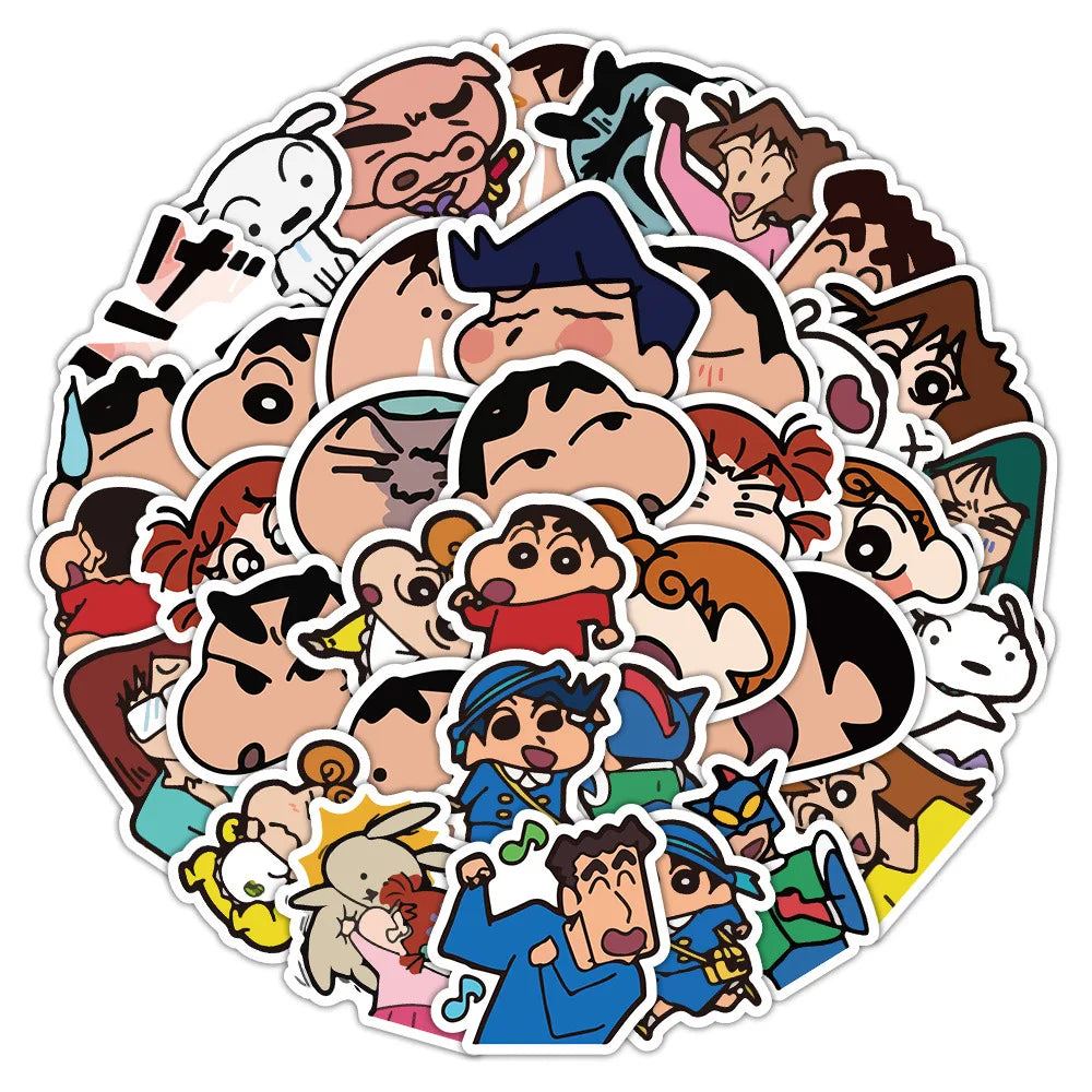 60Pcs New Japanese Cute Crayon Shin Chan Cartoon Graffiti Stickers for Gift Laptop Book Vinyl Kid Decor Sticker