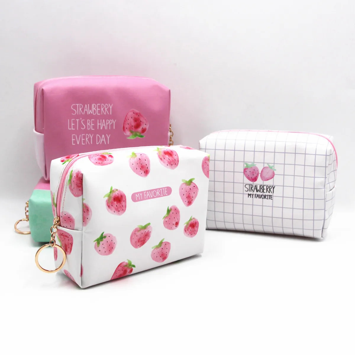 Hot Selling Travel Waterproof Pu Leather Makeup Bag Travel Storage Bag Fashion Candy Zipper Cosmetic Bags & Cases