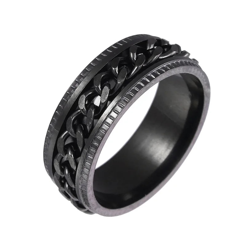Trendy Stainless Steel Fidget Rings 8mm Multi Color Spinner Rings for Women