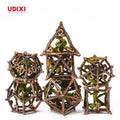 Udixi Polyhedral D&d Custom logo Rpg Dungeons and Dragons Hollow Metal Dice Game Set