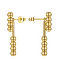 18K Gold Plated Stainless Steel Jewelry Gold Color Beaded Metal Ball Stud Earrings E211265