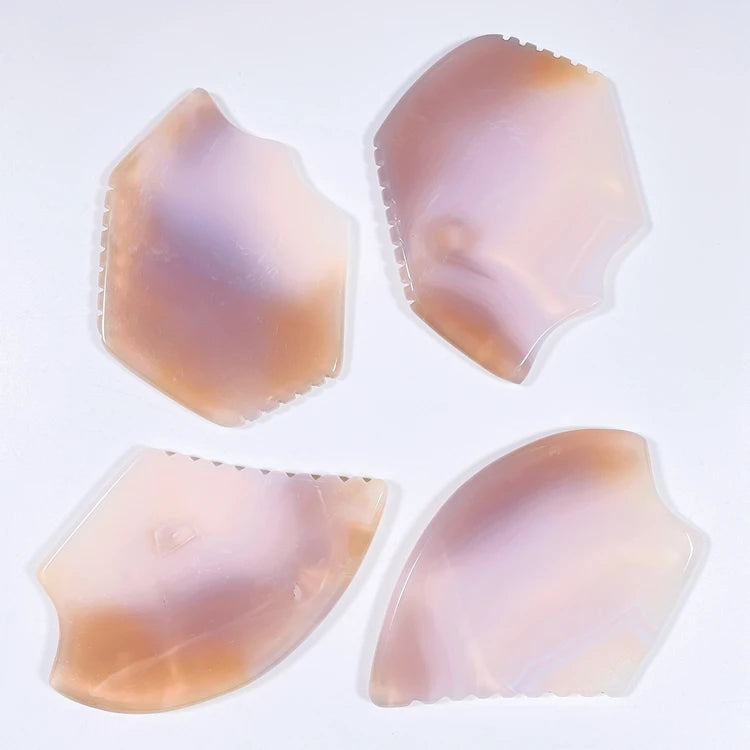 Huiying Fashionable gemstone grey agate tooth guasha tool customized scraping therapy stone