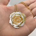 Gold Plated Real Rose Necklace in Pearl White Necklace Handmade Craft Natural Flower Jewelry for Love Gift Wedding