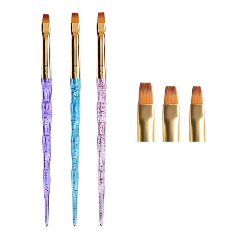 Sable French Brush 3pcs Kit Acrylic UV Gel Nail Art Builder Brush Pen Set Nail Art Brush Uv Gel Nail Polish Pen