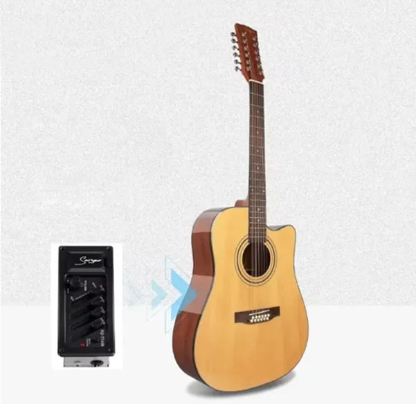 Right Handed Dreadnought Guitar Spruce Top Sapele Body Cutaway12 String Guitar Acoustic-electric