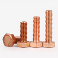 Copper Outer Hexagon Screw DIN933 Conductive Red Purple Copper Conductivity Hex Bolt Double Head U M4 M5 M6 M8 M10 M12 M16