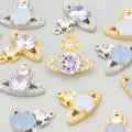 MF83 18K Gold Rhodium Plated Copper Zircon Charms Wholesale DIY Necklace Making Pendants Jewelry Accessories 4pcs/Lot