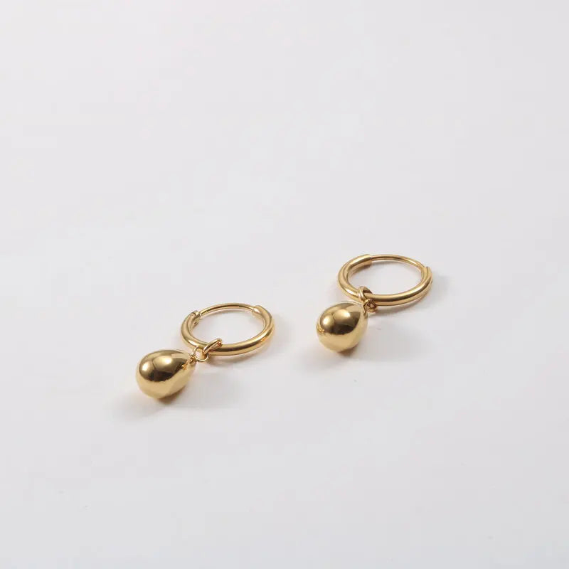 Fenny 18K Gold-plated Wholesale Tarnish Free Simple Dainty Water Drop Pendant Huggie Stainless Steel Earring for Women