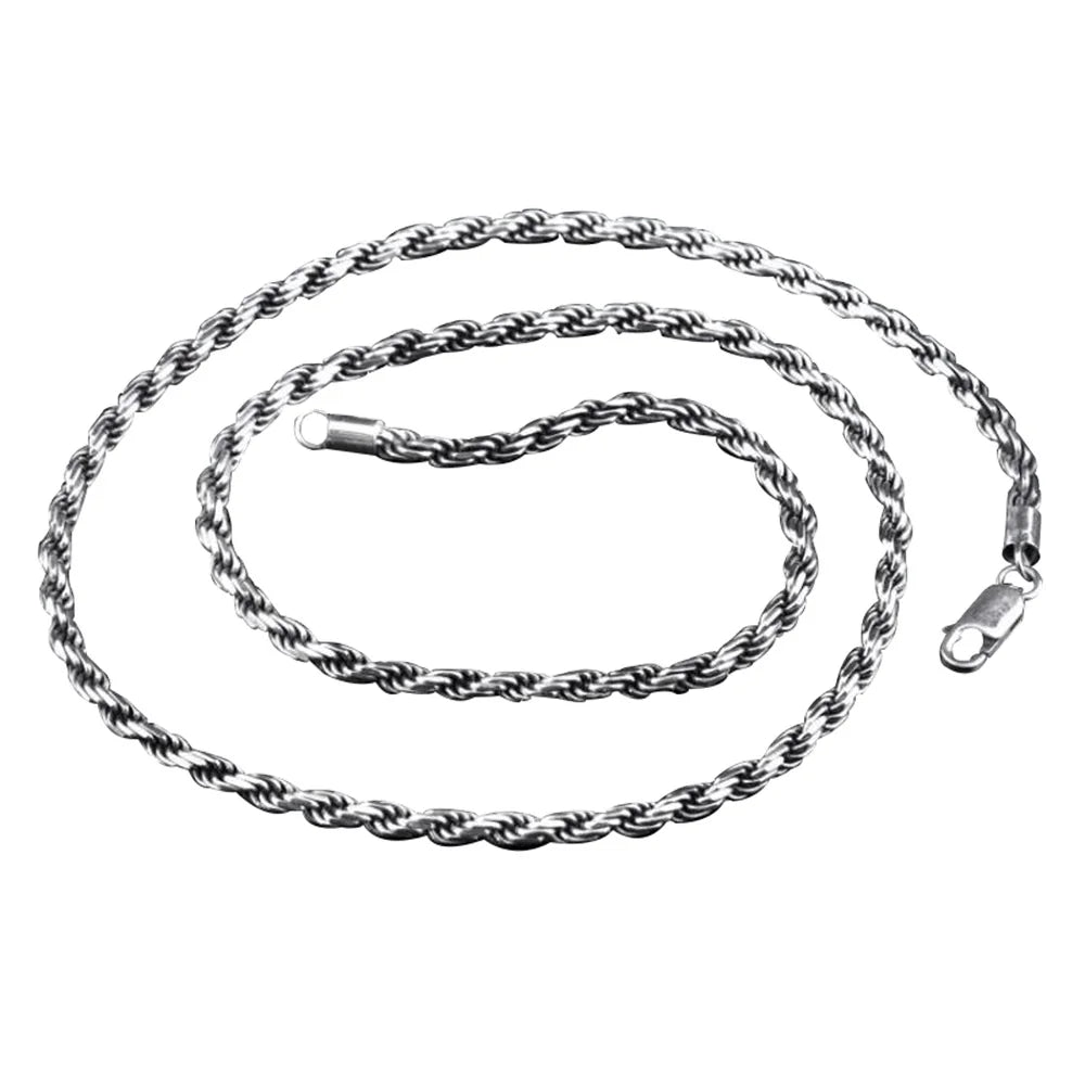 3mm Fashion 925 Sterling Silver Vintage Men Jewelry Chain Necklaces
