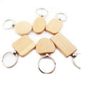 Eco-Friendly Wood Key Chain Blank Plain Custom Round Square Heart Wooden Keychain With Print Laser Engraved Logo Name Keyring