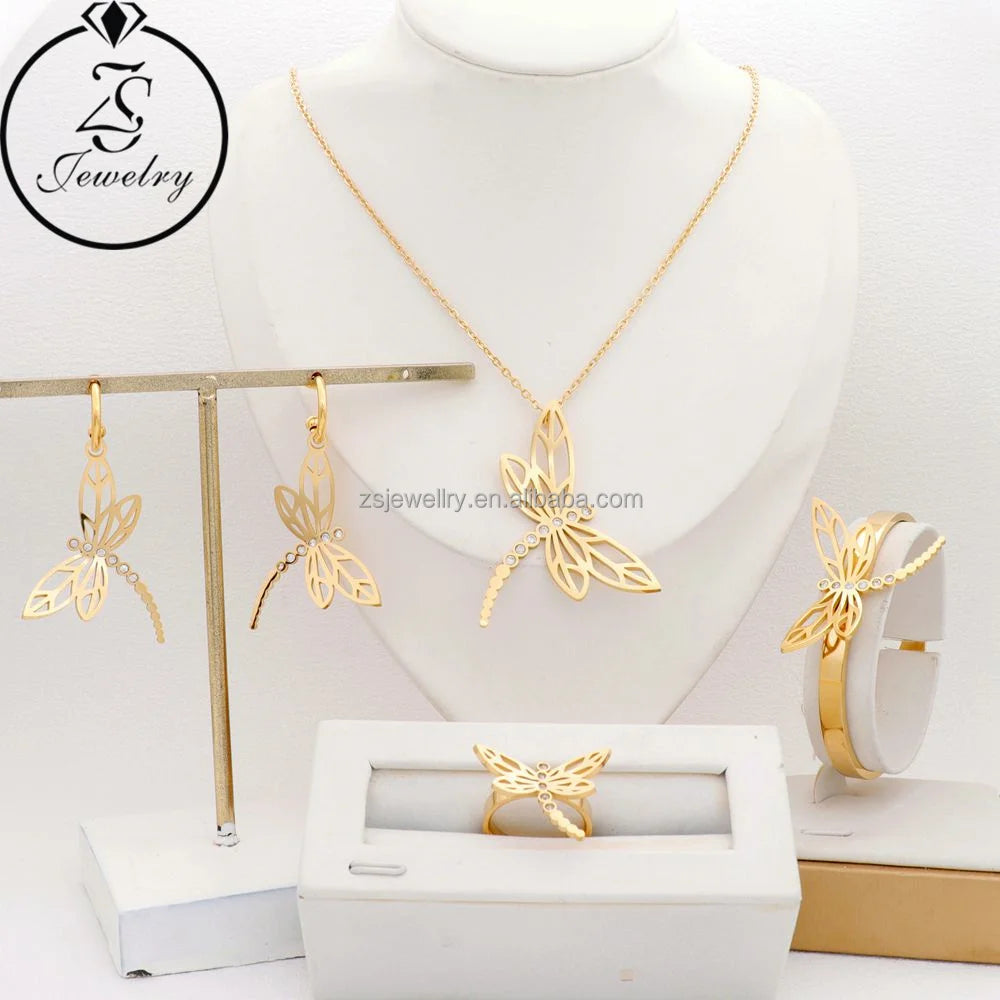 Luxury Bracelet Vintage Pearl Necklace Earrings Jewelry Stainless Steel Gold Plated Women Girl Gift Pouch Custom Sets