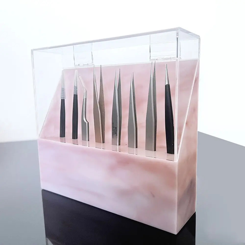 Wholesale Dust-Proof Acrylic Eyelash Extension Tweezers Display Stand Cover Lid Tweezers Holder