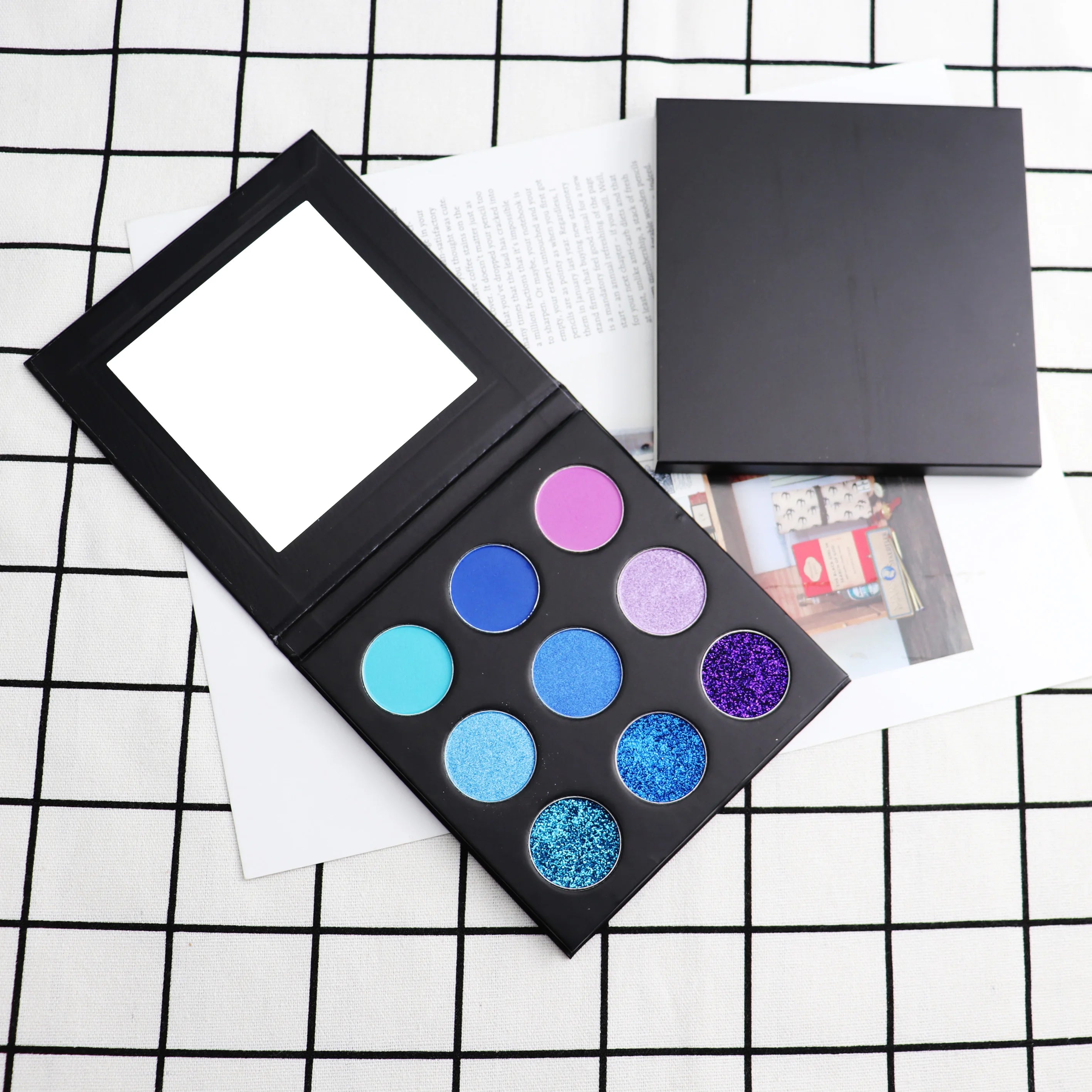 DIY 9 Pan Multi Reflective Shimmer Matte Glitter Pressed Pearls Eye Shadow Makeup Palette