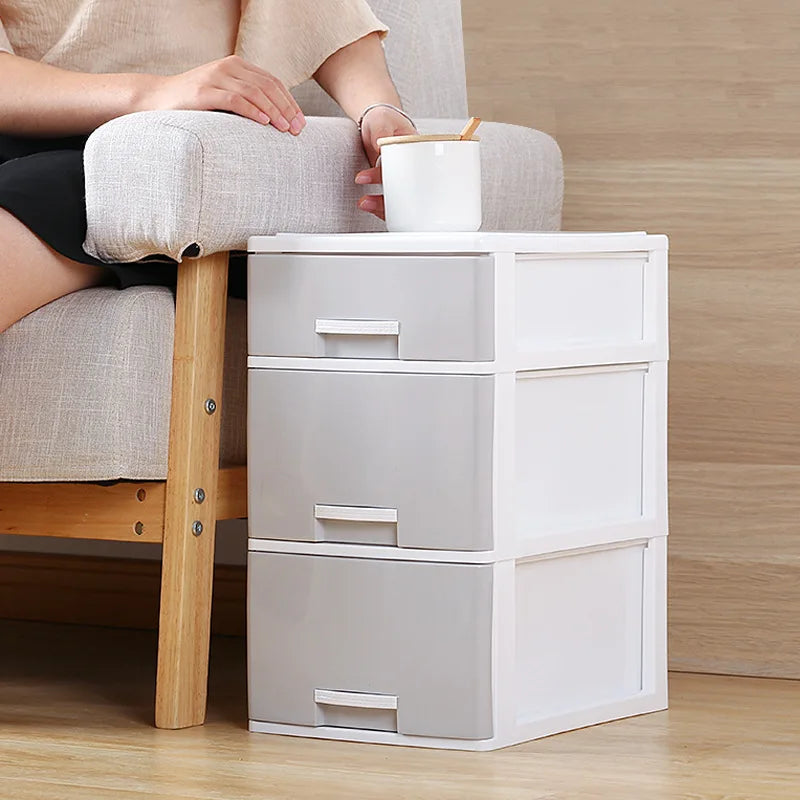 Modern and Simple Plastic Three-layer Multifunction Toys Organizer Storage Drawers Living Room Storage Cabinet