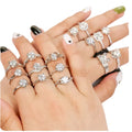Factory Outlet High Quality 925 Sterling Silver Engagement Wedding 0.5 1 2ct Round Adjustable Diamond Moissanite Ring Set Women