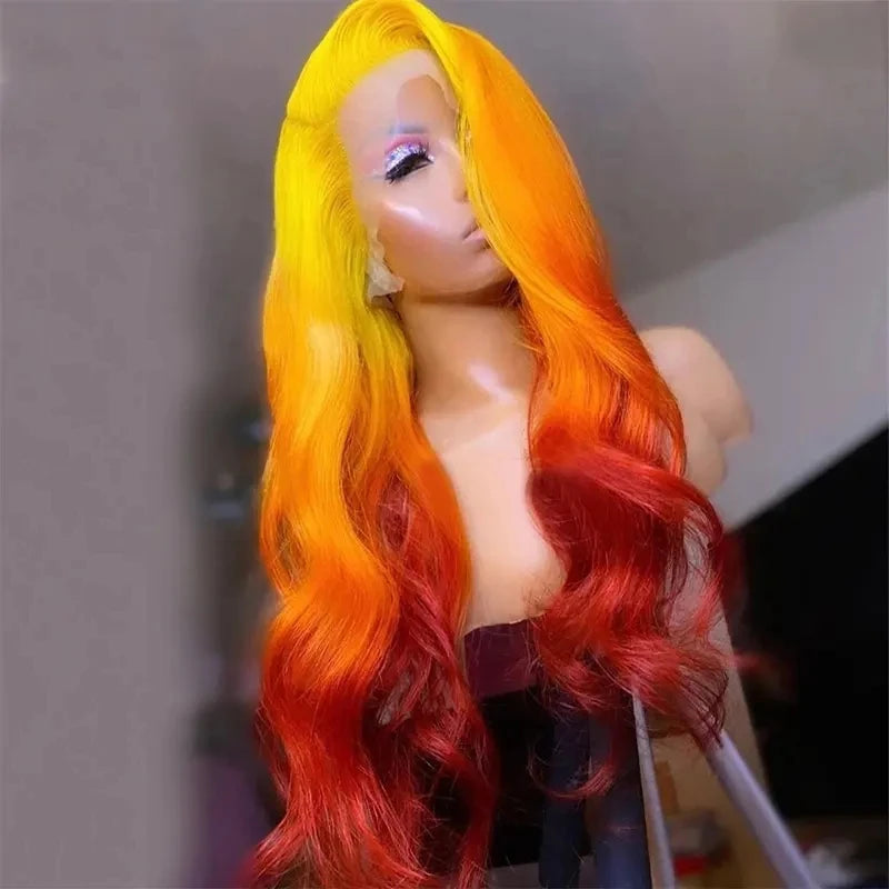 Grade 12A Human Hair Wigs HD Swiss Transparent Lace Front Wigs Ombre Color Wholesale Price High Density Double Drawn