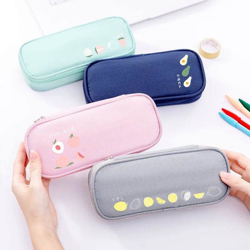 Multifunction Cute Fruit School Pen Bag Kids Zipper Canvas Stationery Pencil case