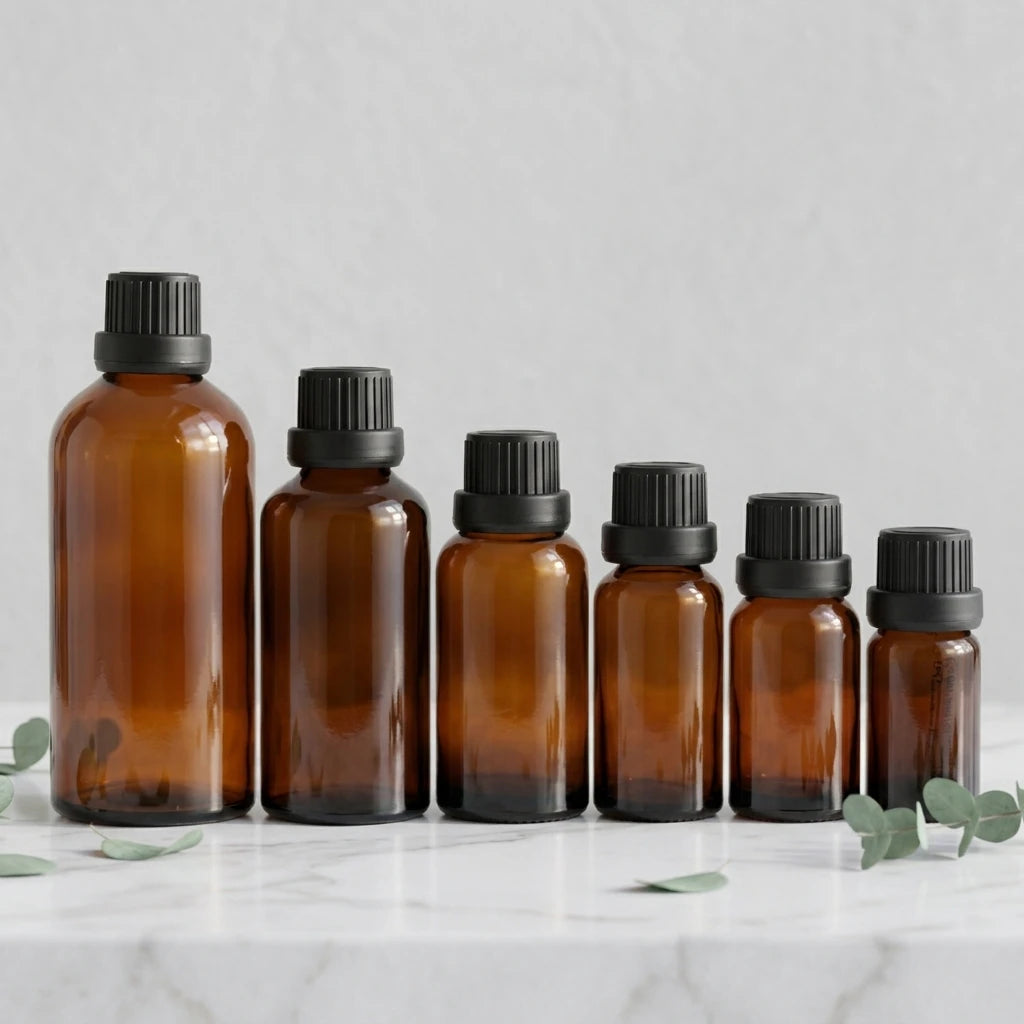 Fancy CAPOT Brand Cylinder Shape 20ml 30ml 50ml Serum Attar Essential Oil Glass Bottle with Screen Printed Design