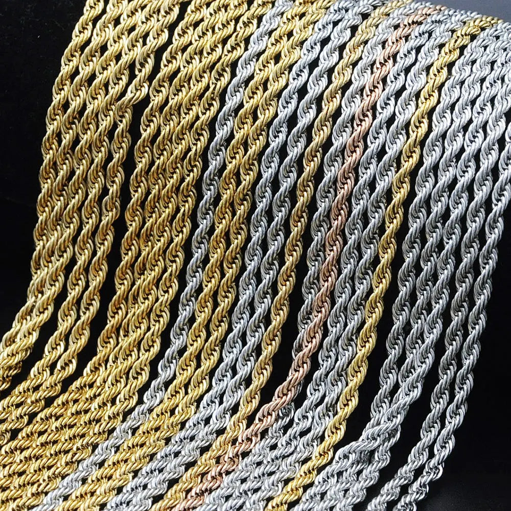 Titanium Steel Twist Chain Hip Hop Jewelry Stainless Steel Pendant Rope Chain Necklace Accessories
