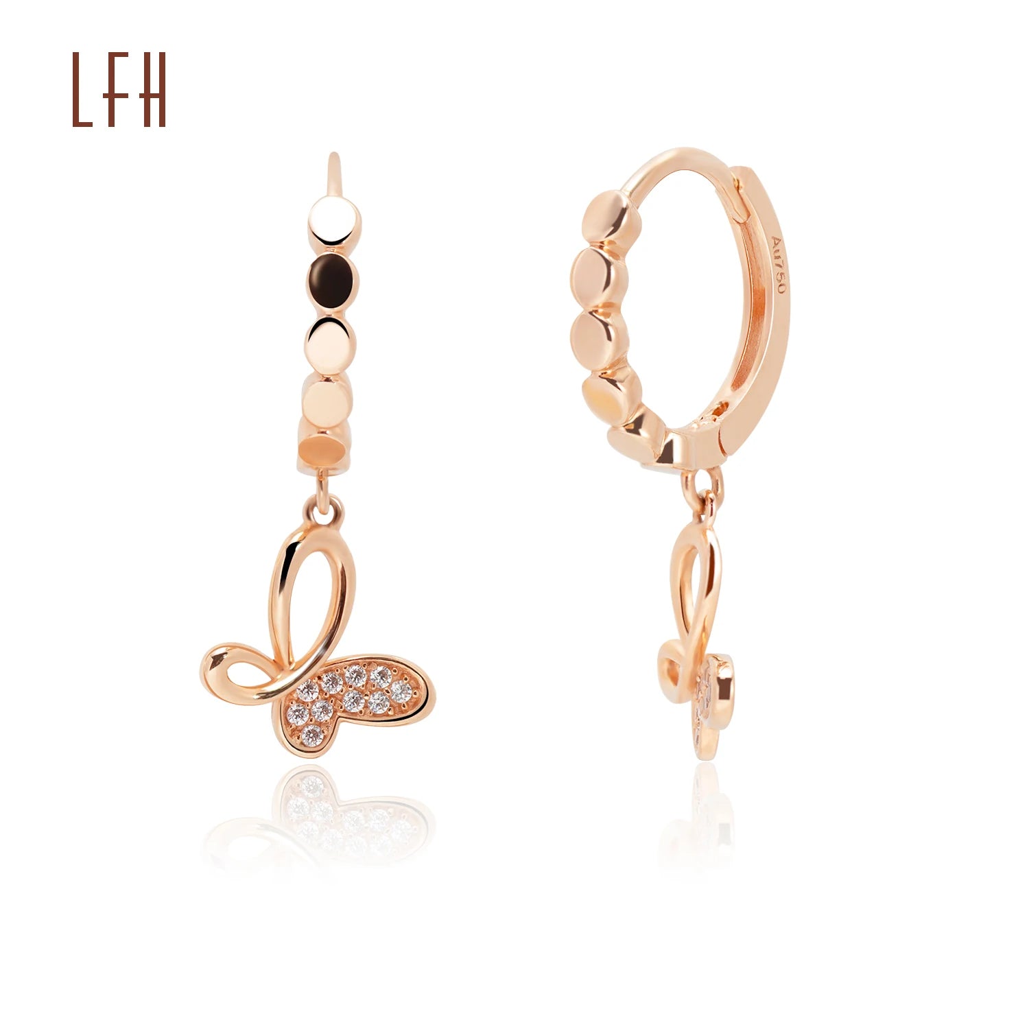 Factory Wholesale Jewelry Gold Real 18k Custom Butterfly Huggie Hoop Earrings for Women Hoop 18k Solid Gold Hoop Earrings