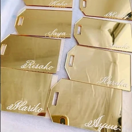 Set of 10 Gold Mirror DIY Personalized Luggage Tags Modern Style Wedding Gift Tags and Christmas Ornament for Party Decor