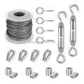 19PCS Garden Wire Cable Railing Kits 15m/50ft PVC Coated Stainless Steel Lag Screw Eye ScrewTurnbuckle Wire Tensioner