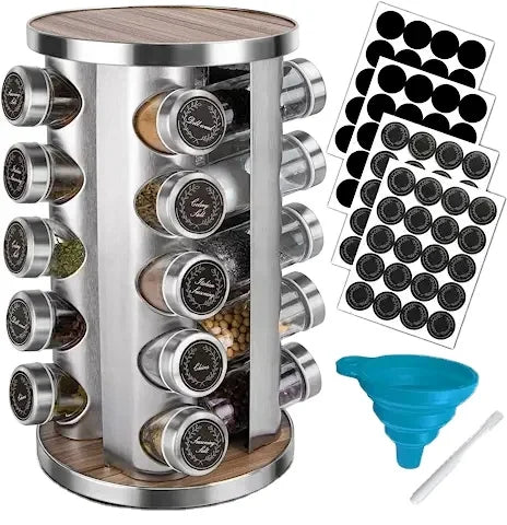 Morden Spice Rack Organizer 20 Spice Jars Rotating Spice Rack for Countertop