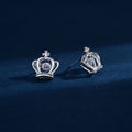 Wholesale Fine Jewelry Earrings Rhodium Plated Cubic Zirconia Queen Kings Crown 925 Sterling Silver Fine Stud Earrings