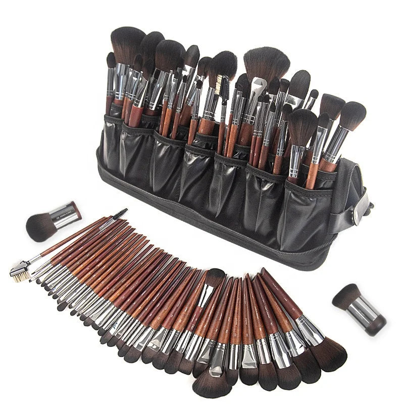 38pcs/set Professional Wooden Handle Private Label Makeup Brush Sets Freely Combined Custom Logo Vegan Full Set Makeup Brushes