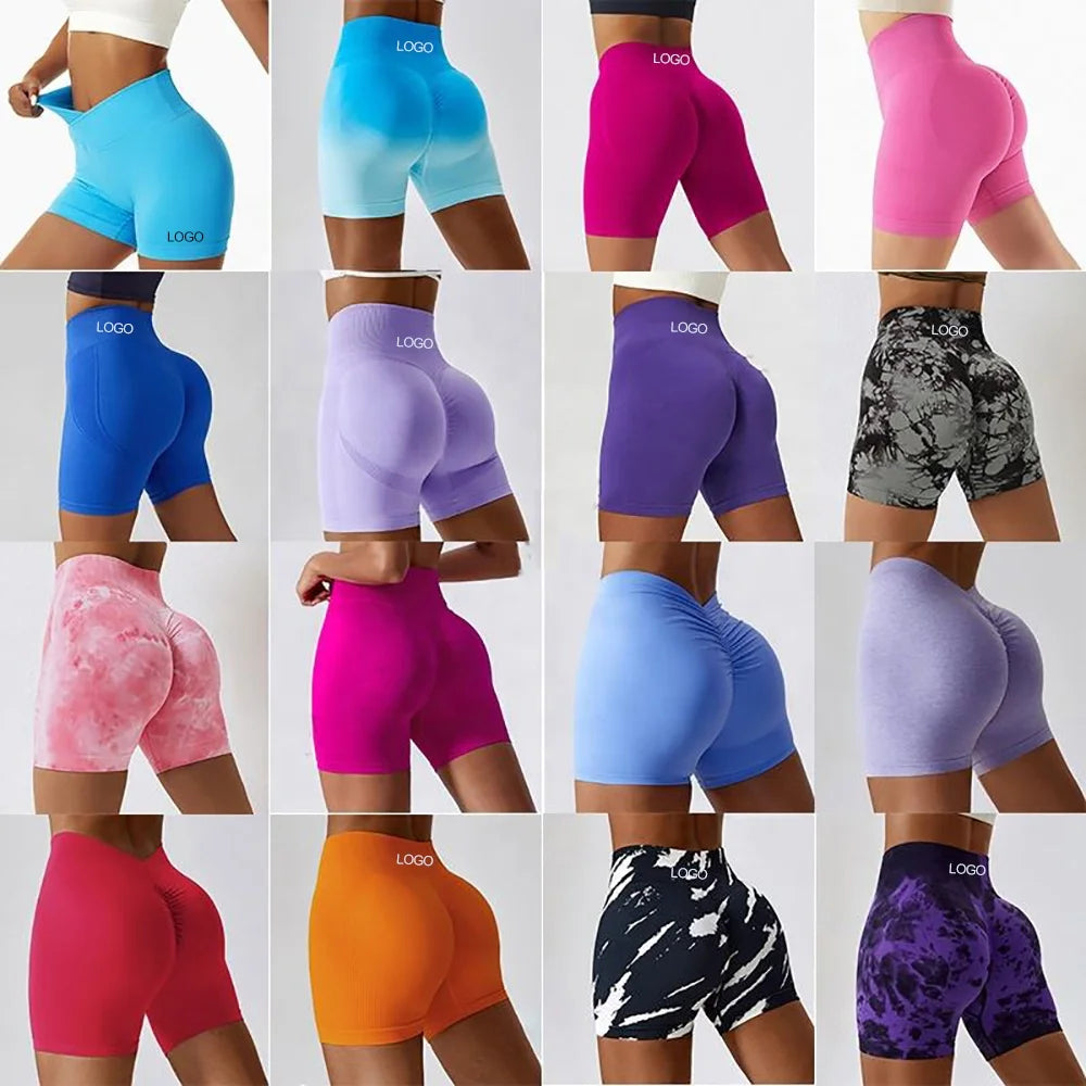 Joyyoung 2023 High Waist Workout Yoga Leggings Seamless Fitness Butt Lifting Biker Pants Scrunch Butt Sports Gym Shorts Women