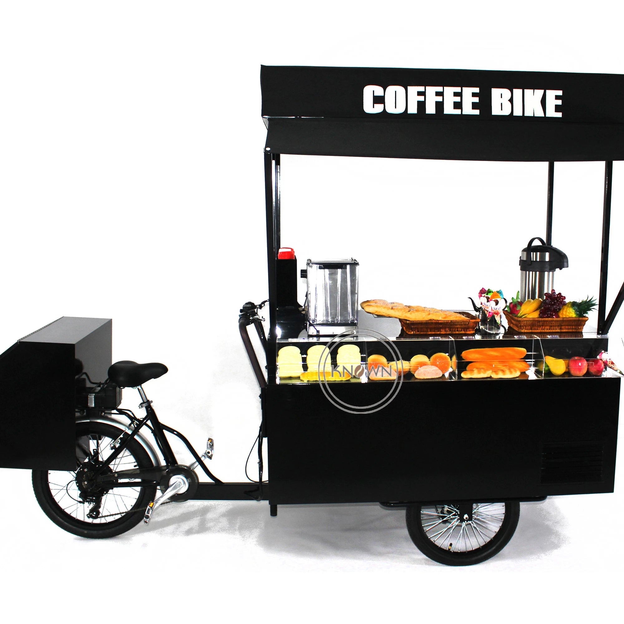 Freezer Retail Tricycle Mobile Ice Cream Fruit Coffee Vending Cart for Cold Drink Electric Cargo Bike With Umbrella