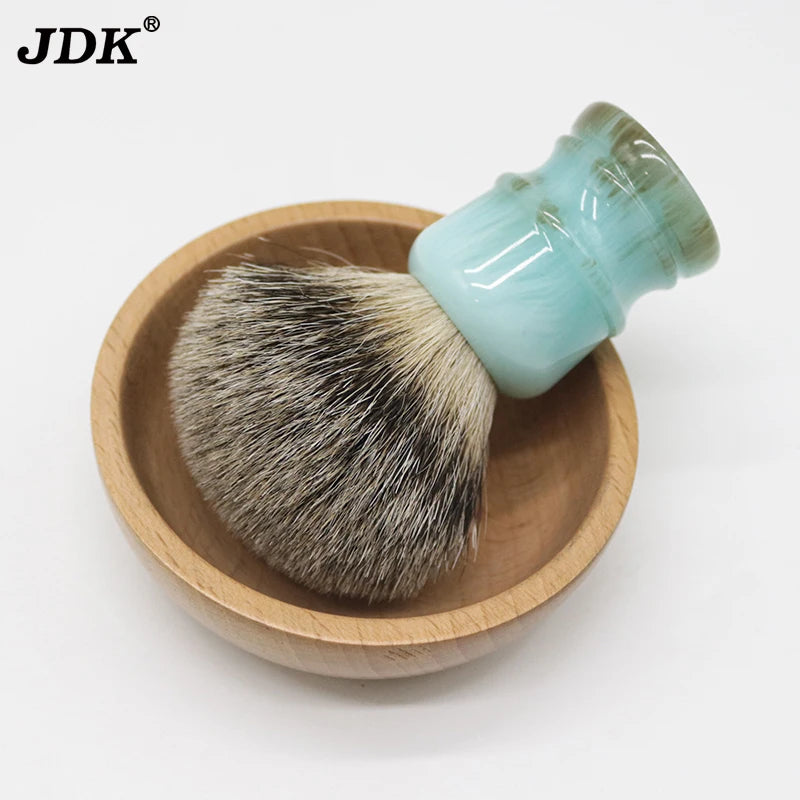 JDK High End Luxury Badger Silver Tip Hair Shaving Brush Sky Blue Resin Handle Foaming Beard Brush