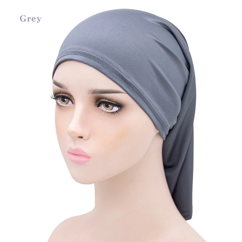 Long Muslim Milk Silk Scarf Cover Hat Indian Beanie Head Wrap Hijab Women Muslim Cap for Women