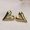 Stainless Steel Women Jewelry Non Tarnish Heart Fashion Stud Earrings Personalized Gold Color Texture Waterproof Jewelry