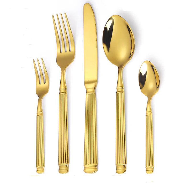 Creative Wedding Cutlery Stainless Steel Fork Knife Spoon Utensil Set Stainless Steel Gold Flatware Set