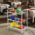 3-Tiers Stainless Steel Service Cart Square Tube Carry Food Serving Hand Trolley for Hotel Restaurant Hotel Restaurant Supplies