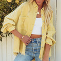 Bohemian Women's Printed Distressed Denim Jacket Breathable with Washed Effect Ripped Loose Hole Design