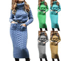 10% 3XL Casual Winter Designer High Collar Pocket Long Sleeve Ladies Sweater Dress