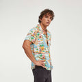 Regular Fit Summer Breathable Casual Hawaiian Shirt Empire Waist Multicolored Hawaiian Drawings Button Collar Short Sleeve Men's