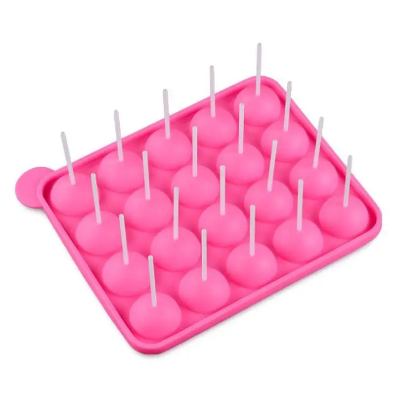 HelloWorld Lollipop Diy Mold Lollipop Tray Cake Decorating Mold Candy Dessert Lollipop Making Mould Tool 20 Hole Round Ball 3D Silicone