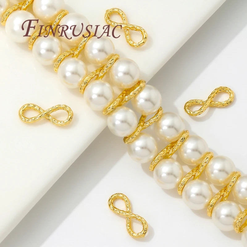 18K Gold Plated Brass 8 Shape Spacers Jewelry Findings for DIY Bracelet and Necklace Making