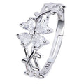 Fashion Jewellery Lucky Four Leaf Clover Women Wedding Bands White/Purple Heart Cut Diamond Zircon 925 Sterling Silver Rings