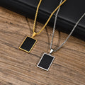 New Arrivals 18K Gold Plated Good Luck Necklace Custom Square Shape Enamel Pendant Necklace for Man
