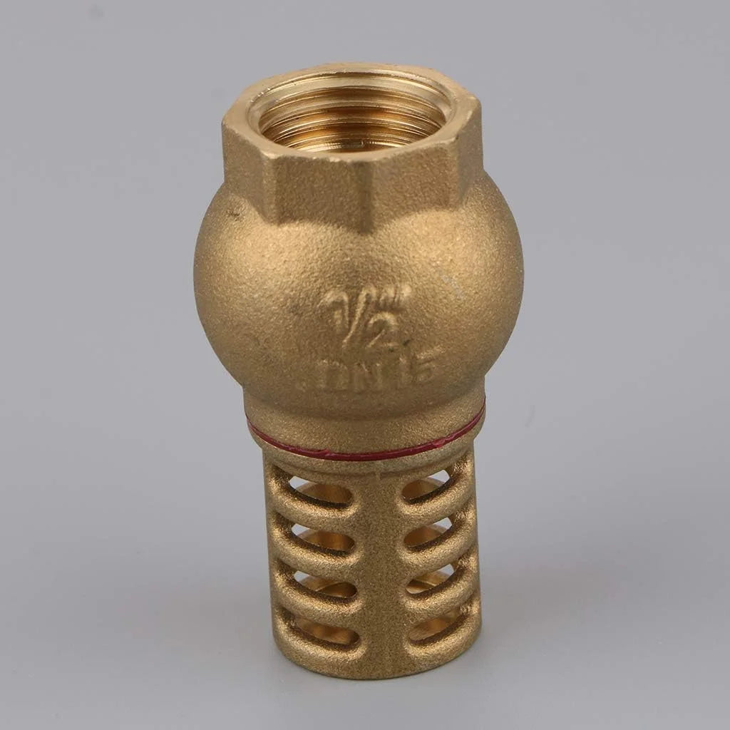 TMOK DN15 1/2 Inch BSP Female Brass Non Return Check Foot Valve with Strainer Filter for Water Pump