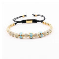 Classic Design Luxury CZ Ball Beads Enamel Eye Charms Macrame Bracelet JBS12340