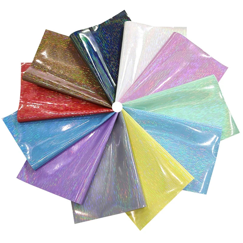 2023 New Holographic Laser Wire Drawing Foiled Bright Pastel Color Faux Leather for Making Mirror Frame