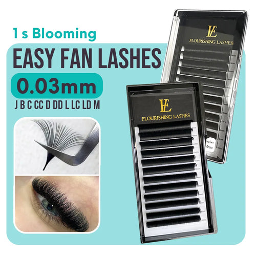 0.03mm C D Curl 8-18mm Easy Fanning Lash Extension Trays Mega Volume Easy Fan Eyelashes Fluffy Lash Extension