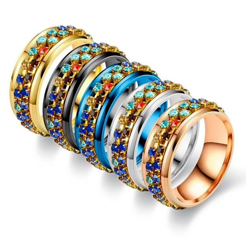 Stainless Steel Spinner Rings for Anxiety Fidget Band Rings for Women Wave Ring Celtic Stress Relieving Reduce Anxiety