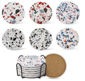 Custom Natural Anti-Slip Cup Coasters with Holder ABSORBENT Marble Cork Base Mats & Pads